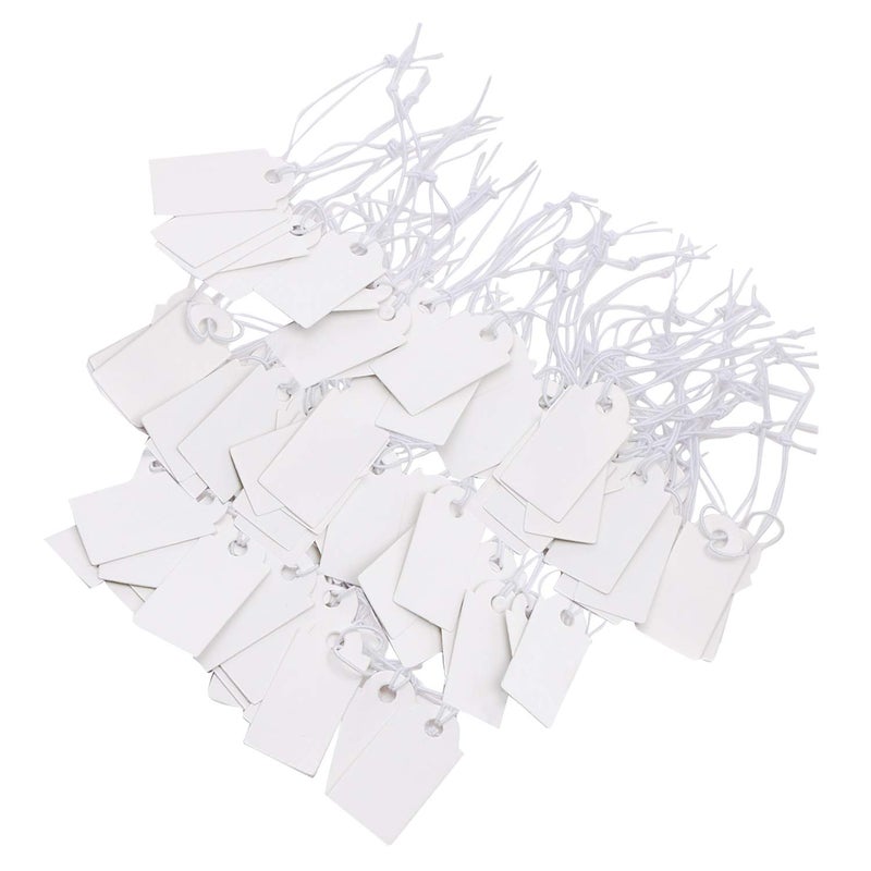Shapenty Small Blank Writable Paper Price Marking Tags Label Gift Clothing Display Tags with Hanging String for Craft Homemade Jewelry Ornaments Pricing, 25x13mm,100PCS (White) - Image 1
